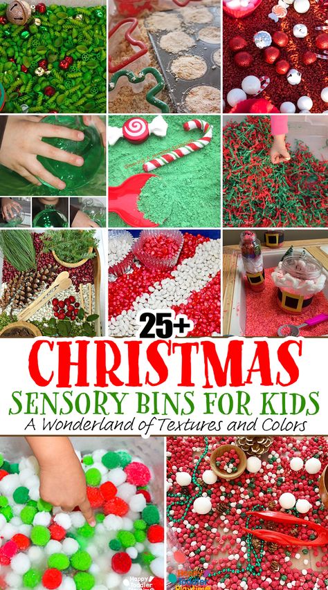 25+ Easy Christmas Sensory Bins for Kids - Happy Toddler Playtime Sensory Christmas Bin, Christmas Sensory Bins For Preschool, Baby Christmas Sensory Ideas, Dollar Tree Christmas Sensory Bin, Santa Sensory Bin, Christmas Sand Tray Ideas Eyfs, Christmas Sensory Bin For Toddlers, Sensory Bin Christmas Ideas, Snow Sensory Bin Preschool