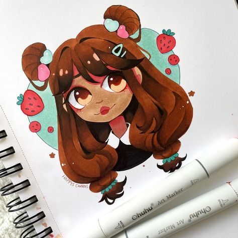 Continuing this months collaberation with Ohuhu Art supplies! Iris Art, Cute Buns, Marker Art, Colorful Drawings, Art Inspiration Drawing, Art Sketchbook, Skin Tone, Art Supplies, Markers