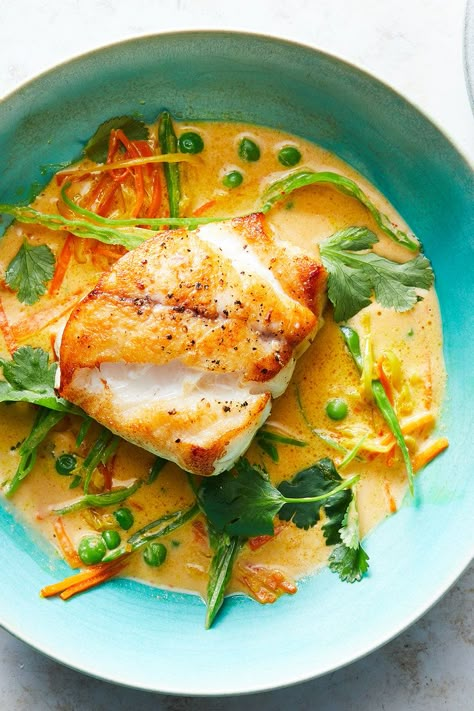 Grouper Fillets With Ginger and Coconut Curry Recipe - NYT Cooking Coconut Curry Recipes, Fish Recipes Healthy, Recipes Fish, Nyt Cooking, Fish Dinner, French Cooking, Seafood Dinner, Coconut Curry, Fish Dishes