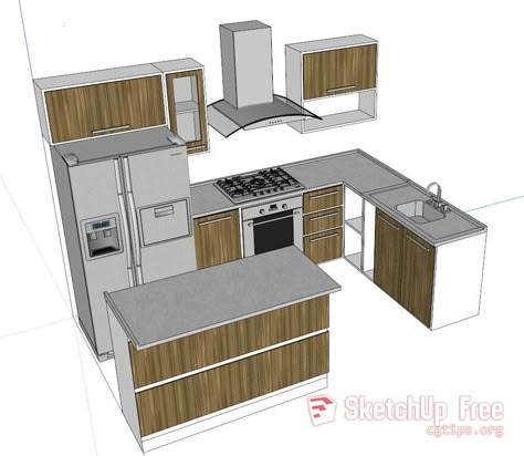 1316 Kitchen Sketchup Model Free Download Kitchen At Back Of House Floor Plans, Kitchen Sketchup Model, Kitchen Layout Drawing, Sketchup Kitchen, Small Kitchen Floor Plans, Small Kitchen Plans, Modern Kitchen Trends, Kitchen Design Software, Best Kitchen Layout