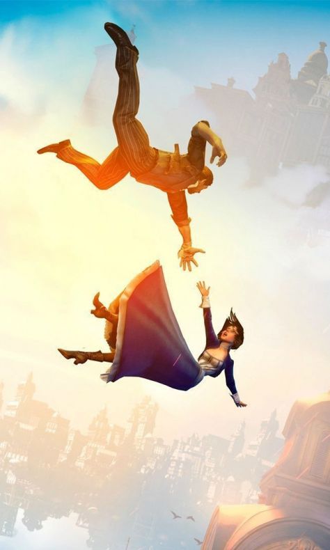 Bioshock Infinite, video game, dive, The complete edition, 480x800 wallpaper Bioshock Art, Bioshock Series, Person Falling, Bioshock Infinite, Dishonored, Bioshock, Fall Wallpaper, Pose Reference Photo, Video Game Art