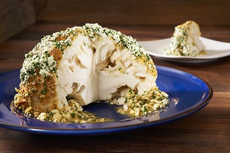 Whole Roasted Cauliflower with Feta and Greek Honey Whole Roasted Cauliflower With Feta And Greek Honey, Diana Kochilas Recipes, Whole Roasted Cauliflower With Feta, Roasted Cauliflower With Feta, Diane Kochilas, Greek Vegetables, Longevity Recipes, Roasted Cauliflower Recipes, Whole Roasted Cauliflower