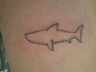 Hippy Stick And Poke, Shark Stick And Poke Tattoo, Shark Stick And Poke, Tattoos Practice, Homemade Tattoos, Stick Poke Tattoo, Stick And Poke Tattoo, Stick N Poke, Sharpie Tattoos