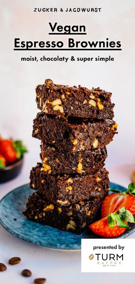 Vegan Espresso Brownies, Brownies With Walnuts, Vegan Chocolate Brownies, Espresso Brownies, Coffee Brownies, Vegan Brownies Recipe, Comfy Food, Ms Diet, Pumpkin Brownies