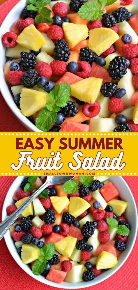 SUMMER FRUIT SALAD Summer Fruit Salad Recipe, Watermelon Fruit Salad, Fruit Salad With Marshmallows, Summer Fruit Salad, Ambrosia Fruit Salad, Healthy Fruit Salad, Dressing For Fruit Salad, Fruit Salad Recipe, Salads For A Crowd