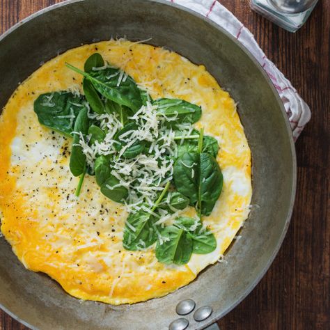 Spinach Omelet with Parmesan Spinach Omelette Recipe, Parmesan Spinach, Omlet Recipes, Spinach Omelette, Omelette Recipe Easy, Spinach Omelet, Omelets Recipe, Spinach Egg, Omelette Recipe