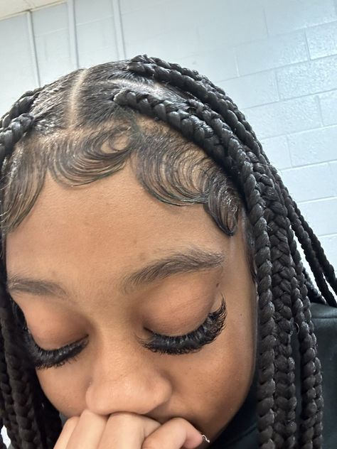 Edges On Knotless Braids, Edges With Knotless Braids, Big Edges, Fluffy Edges, Braided Hairstyles For Black Women Cornrows, Quick Natural Hair Styles, Edges Hair, Braids Hairstyles Pictures, Cute Box Braids Hairstyles