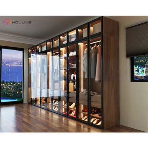 Wardrobe Laminate Design, Glass Wardrobe, Dream Closet Design, Walk In Closet Design, Closet Design Layout, Wardrobe Door Designs, Luxury Closets Design, Open Closet, Modern Closet