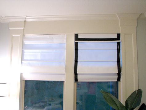 DIY Roman Shade Roman Shade Trim, Ikea Roman Shades, Relaxed Roman Shade French Door, Roman Shades With Dark Wood Trim, Roman Shades Bathroom, Roman Shade With Tape Trim, Levelor Roman Shades Lowes, White Roman Shades, Diy Roman Shades