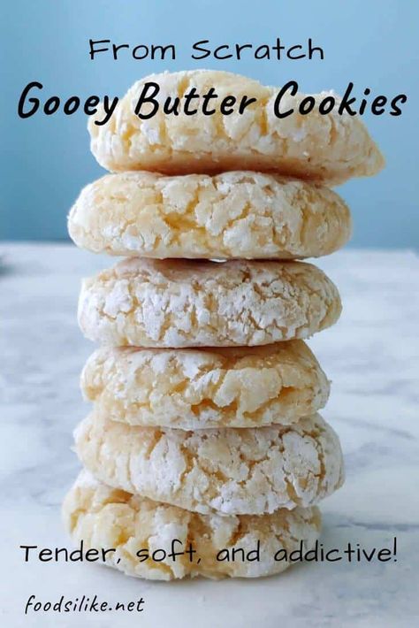 Butter Cake Cookies, Gooey Butter Cookies, Gooey Butter, Cookies From Scratch, Gooey Butter Cake, Butter Cookies Recipe, Ooey Gooey, Köstliche Desserts, Cake Mix Cookies