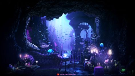 Mermaid House Underwater, Sea Witch Art, Ursula Aesthetic, Deep Sea Aesthetic, Witch Aesthetic Dark, Aesthetic Underwater, Enchanting Spells, Dark Underwater, Sea Kingdom