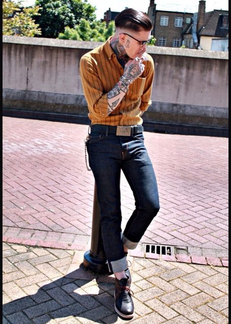 Rockabilly Aesthetic Men, Modern Rockabilly Outfits, Rockabilly Boys, Jimmy Q, 1950s Aesthetic, Greaser Style, Rockabilly Men, Rockabilly Looks, Classic Haircut