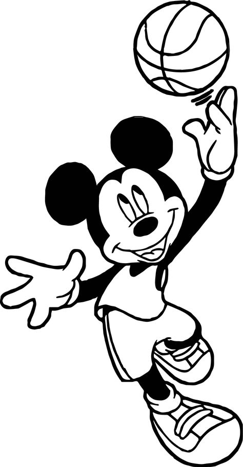 Mickey Coloring Pages, Basketball Drawings, Mickey Mouse Coloring Pages, Mouse Pictures, Sports Coloring Pages, Mouse Color, Printable Coloring Sheets, Coloring Pages For Girls, Tattoos For Kids