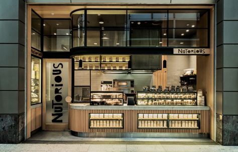 Nutorious snack bar sydney by Luchetti Krelle Kaffe Bar, Shop Design Ideas, Australian Interior Design, Interior Design Awards, 카페 인테리어 디자인, Counter Design, Shop Fronts, Coffee Shop Design, Retail Interior