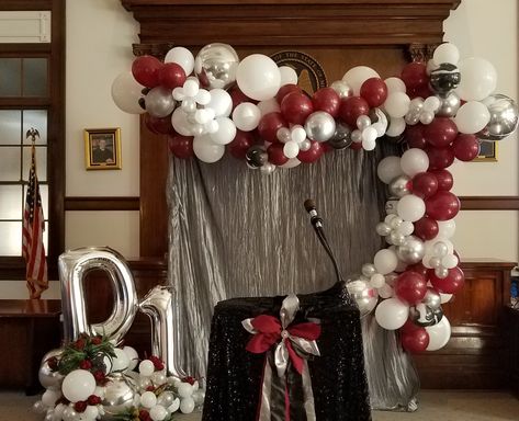 Maroon And White Balloon Arch, Burgundy And Silver Balloon Garland, Organic Balloon Arch, Balloon Arch Backdrop, Bride To Be Decorations, Garland Ideas, White Bridal Shower, Reunion Ideas, Balloon Arches