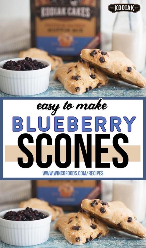 Blueberry Scones made with Kodiak Cakes Blueberry Muffin Mix to make each scone a source of protein and 100% whole grains. Fold in fresh blueberries to bring even more flavor to this homemade blueberry scones recipe, and finish each scone with a glaze for some added sweetness to complement your hot beverage of choice — who says blueberry scones can't be easy to make?