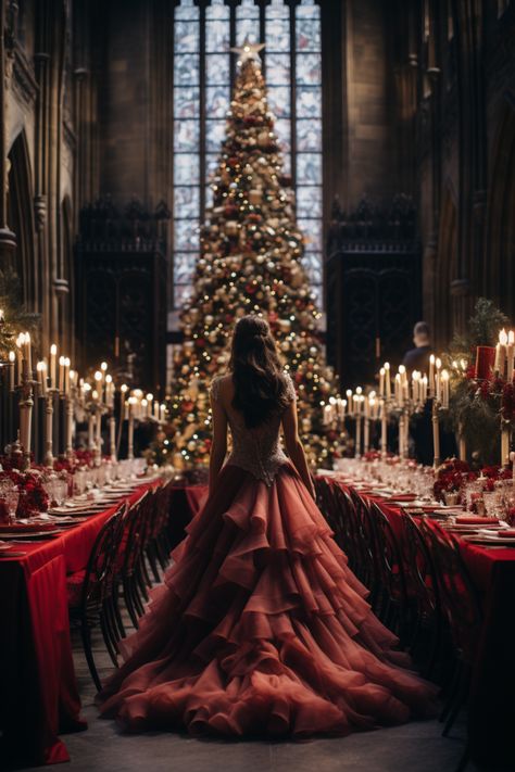 Christmas Wedding Reception, Hogwarts Great Hall, Boho Wedding Backdrop, Summer Wedding Decorations, Winter Wedding Decorations, Great Hall, Winter Inspired, Summer Pool Party, Gold Christmas Tree