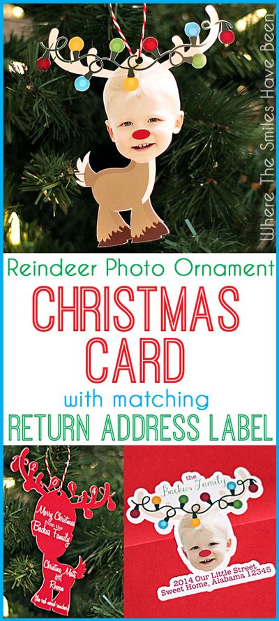 Reindeer Photo Ornament Christmas Card and Silhouette GIVEAWAY! Reindeer Photo Ornament, Reindeer Photo Craft, Christmas Ornaments Homemade Kids Picture, Kid Picture Ornaments Diy, Diy Christmas Cards With Photo, Christmas Photo Craft, Picture Christmas Ornaments, Reindeer Photo, Christmas Card Ornaments