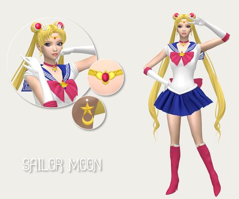 Sailor Moon Boots, Sims Halloween Costume, Sailor Moon Hair, Sailor Moon Brooch, Sailor Moon Wands, Sailor Moon Dress, Sailor Moon Costume, Sailor Moon Inspired, Sailor Moon Outfit