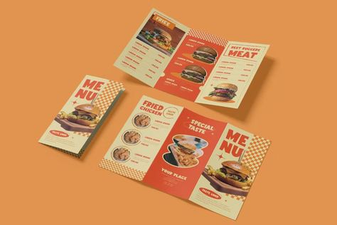 Fast Food Menu Trifold Brochure, Print Templates ft. cocktail & foodmenu - Envato Elements Food Brochure Design Creative, Trifold Menu Design, Menu Trifold, Daftar Menu, Menu Design Layout, Brochure Food, Brochure Design Creative, Japan Candy, Menu Flyer