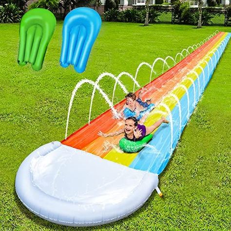 Water Slides Backyard, Slides For Kids, Slip N Slide, Kids Backyard, Rainbow Water, Kids Play Toys, Summer Play, Summer Toys, Summer Water