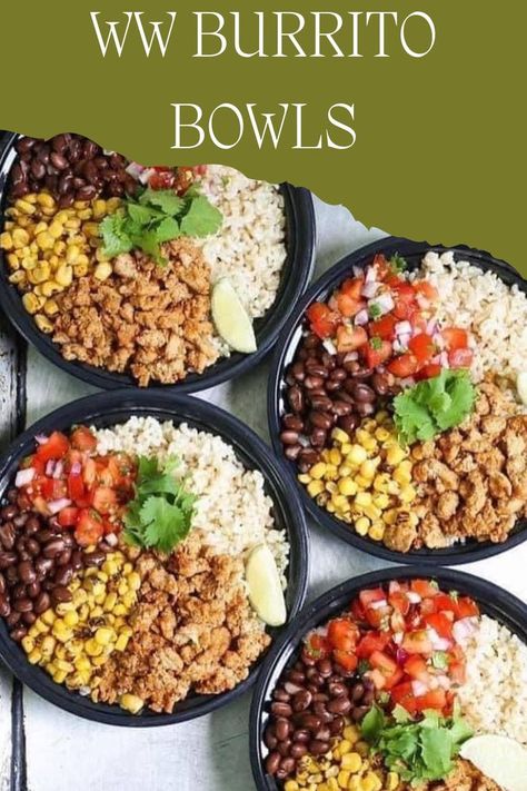 Weight Watchers Burrito Bowls Healthy Hot Lunch Ideas, Burrito Bowl Meal Prep, Delicious Meal Prep, Meal Prep For Beginners, Couscous Salat, Weight Watchers Chicken, Chicken Burrito, Low Carb Meal, Healthy Lunch Meal Prep