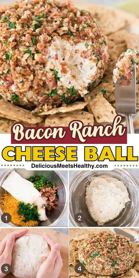 Looking for the perfect holiday appetizer? This bacon ranch cheeseball is easy to make and loaded with flavor! A crowd-pleasing snack for any gathering. Bacon Ranch Cheeseball Recipes, Easy Thanksgiving Cheese Ball, Ranch Bacon Cheese Ball, Ranch Cheeseball Recipes, Homemade Cheeseball, Cheeseball Recipes Easy, Appetizer Balls, Ranch Cheeseball, Bacon Cheeseball Recipes