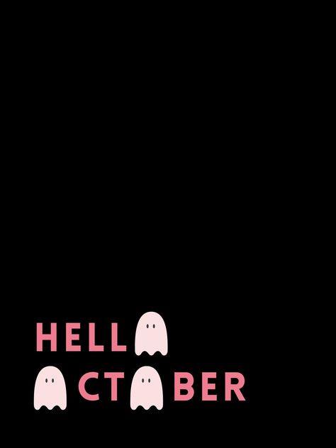 "Halloween Digital Print - \"Hello October\" with Ghosts in Pink and Black" Pink October Background, Pink October Quotes, October 1st, Halloween Pink, Pink Halloween Wallpaper, Hello October Images, Holiday Iphone Wallpaper, October Quotes, Journal Inspiration Writing