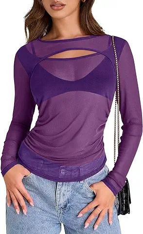 Amazon.com : sheer purple top Purple Top, Purple