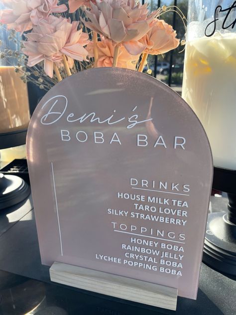 Boba Station Wedding, Wedding Boba Bar, Boba Tea Bar Party, Boba Bar Station Diy, Boba Station Party, Diy Boba Bar, Boba Decorations, Boba Party Ideas, Boba Bar Wedding