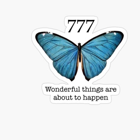 Get my art printed on awesome products. Support me at Redbubble #RBandME: https://www.redbubble.com/i/sticker/Angel-Number-777-Butterfly-Sticker-Wonderful-Things-Good-Luck-Positive-Affirmations-by-Inerink/144242274.EJUG5?asc=u 777 Butterfly, Manifestation Stickers, Affirmation Stickers, Angel Number 777, Bullet Journal Stickers, Angel Number, Spiritual Guidance, Journal Stickers, Wonderful Things