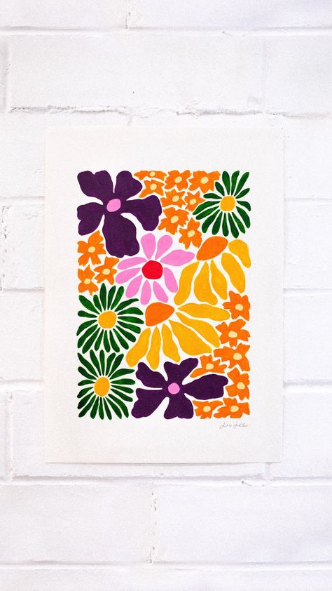 Paint Together Ideas, Floral Easy Painting, Simplistic Flower Painting, Cute Art For Room, Paint Inspiration Easy, Easy Botanical Painting, Acrylic Paint Patterns, Acrylic Painting Patterns, Acrylic Paint Ideas For Beginners