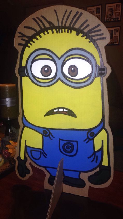 Cardboard cutout I made Cardboard Cutout, Minion Party, Trunk Or Treat, Bart Simpson, Halloween, Fictional Characters, Art