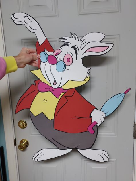 Alice In Wonderland Theme Door, Alice In Wonderland Parade Float, Alice In Wonderland Mural, Alice In Wonderland Hatter, Alice In Wonderland Door, Pumpkin Clock, Rabbit From Alice In Wonderland, Alice In Wonderland Props, Disney Themed Classroom