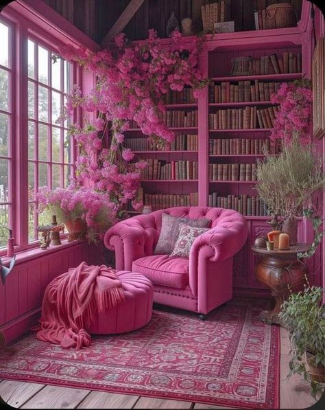 Pink Beach House, Pink Furniture, English Country Style, Barbie Dream House, Pink Houses, Cozy Reading Nook, Pink Room, Dream House Decor, Architectural Design