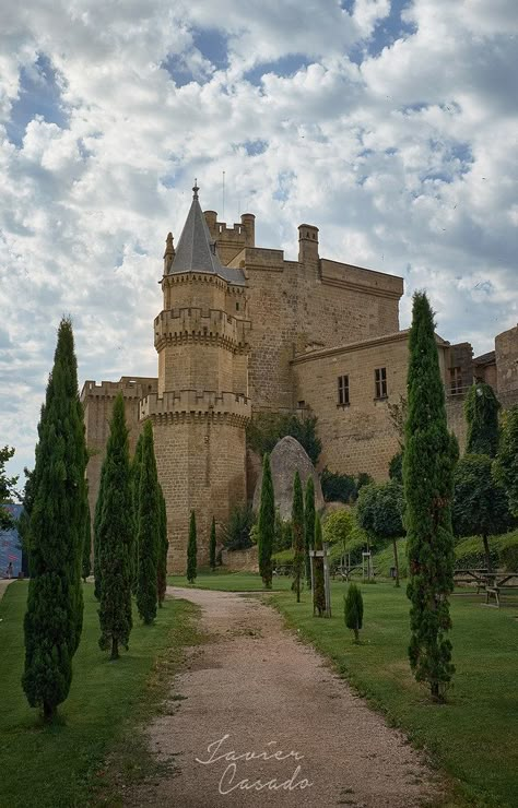 Castillo Olite | El Palacio Real de Olite, corte de los Reyes navarros hasta la conquista de Navarra y su incorporación a la Corona de Castilla (1512), fue uno de los castillos medievales más lujosos de Europa. Spanish Castle, Hermione Draco, Stone Castle, Castle Fort, Cho Chang, Medieval Aesthetic, Chateau France, Fairytale Castle, I'm Still Here