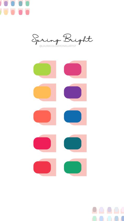 Spring Palette Nails, True Spring Nail Polish, True Spring Nails, Bright Spring Color Palette Nail Polish, Spring Bright Nails, Bright Spring Nail Colors, Palette Nails, Bright Spring Nails, Clear Spring Palette