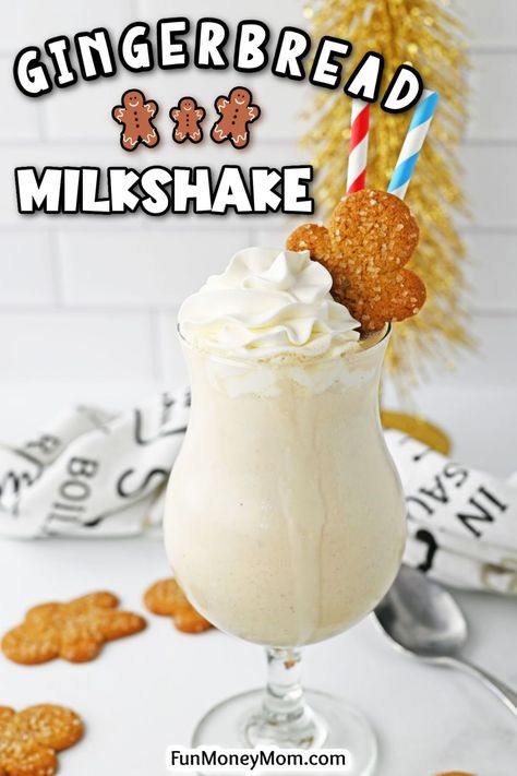 This Gingerbread Milkshake recipe is a creamy and indulgent Christmas treat with a classic holiday flavor. It’s the perfect dessert for your holiday celebrations. Thanksgiving Milkshake, Holiday Milkshakes, Christmas Shakes, Gingerbread Milkshake, Christmas Milkshakes, Gingerbread Dessert, Cookie Milkshake, Holiday Flavors, Milkshake Flavours