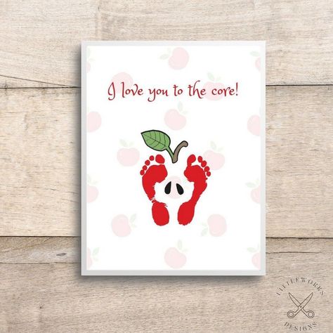 Little Feet, Big Love: Baby Footprint Art Projects Foot Print Crafts For Kids, Toddler Footprint Art, Edit Watermark, Craft Toddler, Baby Handprint Crafts, Baby Footprint Art, Baby Artwork, Apple Card