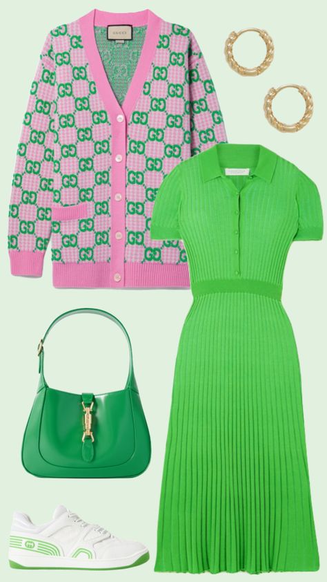 #outfitinspo #gucci #golf #tennis #countryclub #preppy #pink #green Green Wardrobe, Preppy Pink, Birthday Weekend, Welcome To The Party, Golf Outfit, 50th Birthday, Country Club, Palm Springs, Shopping List