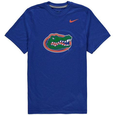 It's about time to start letting your child join in on the Florida Gators fandom in your household! What better way to get the ball rolling than with this Nike Florida Gators Logo Legend T-shirt? It has excellent graphics and the Dri-FIT performance technology that is used will keep your kid cool as it wicks away any and all moisture. Not only will this help them look like a young die-hard fan, but it will also be a colorful addition to their wardrobe. Gators Logo, Florida Gators Logo, Youth Logo, Gator Logo, Royal Logo, Nike Crew Neck, Florida Gators, Short Sleeve Bodysuit, Cotton Logo