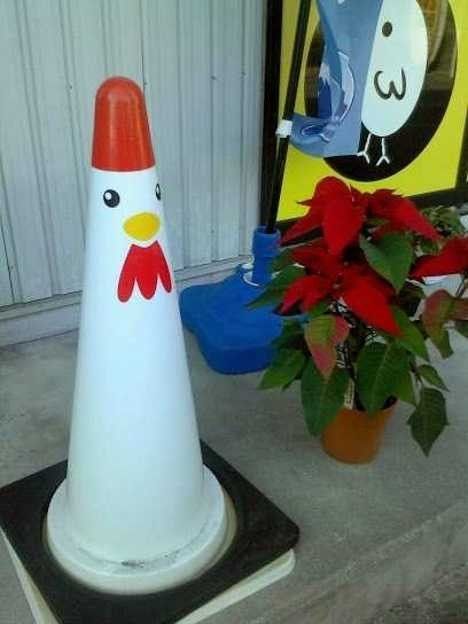 Talking Points: 12 Odd Japanese Safety & Traffic Cones | Urbanist Wierd Decor, Traffic Cone Painted, Traffic Cone Painting Ideas, Cone Painting Ideas, Diy Beer Pong, Diy Beer Pong Table, Cone Painting, Diy Beer, Crafty Decor