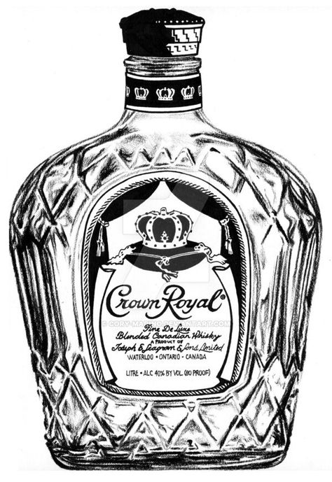 Crown Royal b & w bottle templete Crown Royal Tattoo, Drawing Crown, Royal Tattoo, Rip Tattoos For Dad, Rip Tattoos, Crown Royal Drinks, Crown Royal Bottle, Beer Tattoos, Crown Bottle