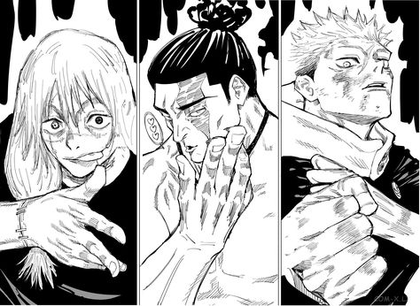 Jjk 120% Panel, 120% Of Their Potential Jjk, Jujutsu Kaisen Anime Scene, Scene Drawing, Best Anime Drawings, Anime Drawing Books, Yuji Itadori, Anime Character Drawing, Anime Sketch