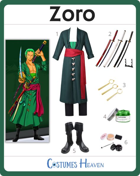 Zoro Outfit Ideas, Zoro Halloween Costume, Costume Ideas Cosplay, Zoro Costume, Cosplay Zoro, Dyi Costume, Samurai Cosplay, Zoro Cosplay, Fantasy Samurai