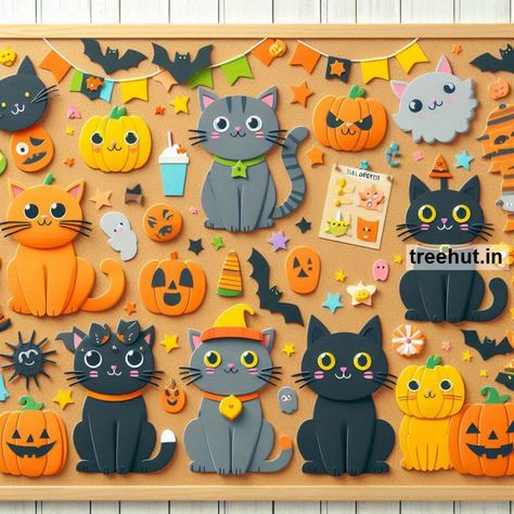 Child Art, Free Coloring Pages, Craft, Clipart, Art Ideas, Gardening at Treehut.in Cat Bulletin Board Ideas, Cat Bulletin Board, Fun Bulletin Board Ideas, Halloween Cat Crafts, Classroom Activity Ideas, Science Cat, Craft Clipart, Happy Graduation Day, Valentines Day Bulletin Board