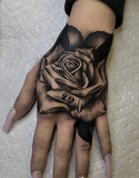 Cover Up Name Tattoos For Women On Hand, Side Hand Tattoos Cover Up, Rose Hand Cover Up Tattoo, Skull Rose Hand Tattoo For Women, Black Rose Hand Tattoo, Finger Rose Tattoo, Hand Tattoo Cover Up, Hand Palm Tattoos, Arm Cover Up Tattoos