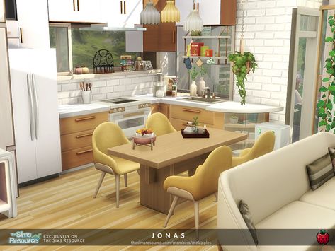 The Sims Resource - Jonas - small home - no cc Small Sims Kitchen, Kitchen Ideas Sims 4 No Cc, Dining Room Sims 4 No Cc, Small Living Room Sims 4, Sims 4 Decor No Cc, Small Kitchen Sims 4, Sims 4 Decor Ideas No Cc, Sims 4 Dining Room Ideas No Cc, Sims 4 Small Living Room