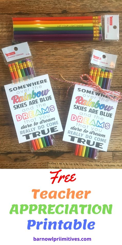 Rainbow Teacher Gift, Teacher Appreciation Rainbow Theme, Rainbow Teacher Appreciation, Appreciation Themes, Free Teacher Appreciation Printables, Teacher Appreciation Themes, Staff Appreciation Week, Teacher Appreciation Printables, Appreciation Printable