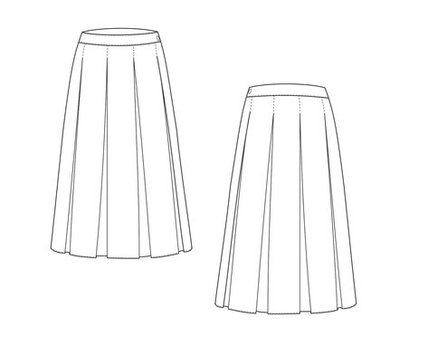 Skirt Technical Drawing, Pleats Skirt, Working Drawing, Box Pleat Skirt, Pleat Skirt, Adobe Portfolio, Box Pleats, Technical Drawing, Design Solutions